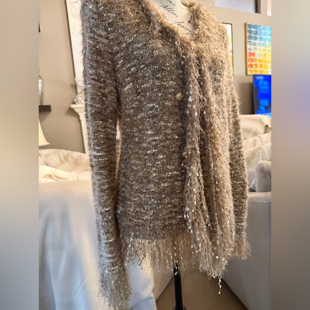 🆕 L’agence Azure Fringe Cardigan Blazer - Picture 7 of 17